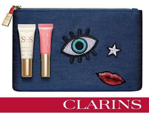 Набор незаменимых средств для макияжа в удобной косметичке в подарок от Clarins